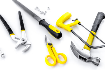 Tools for repairing top view on white background