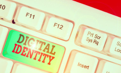 Word writing text Digital Identity. Business photo showcasing networked identity adopted or claimed...