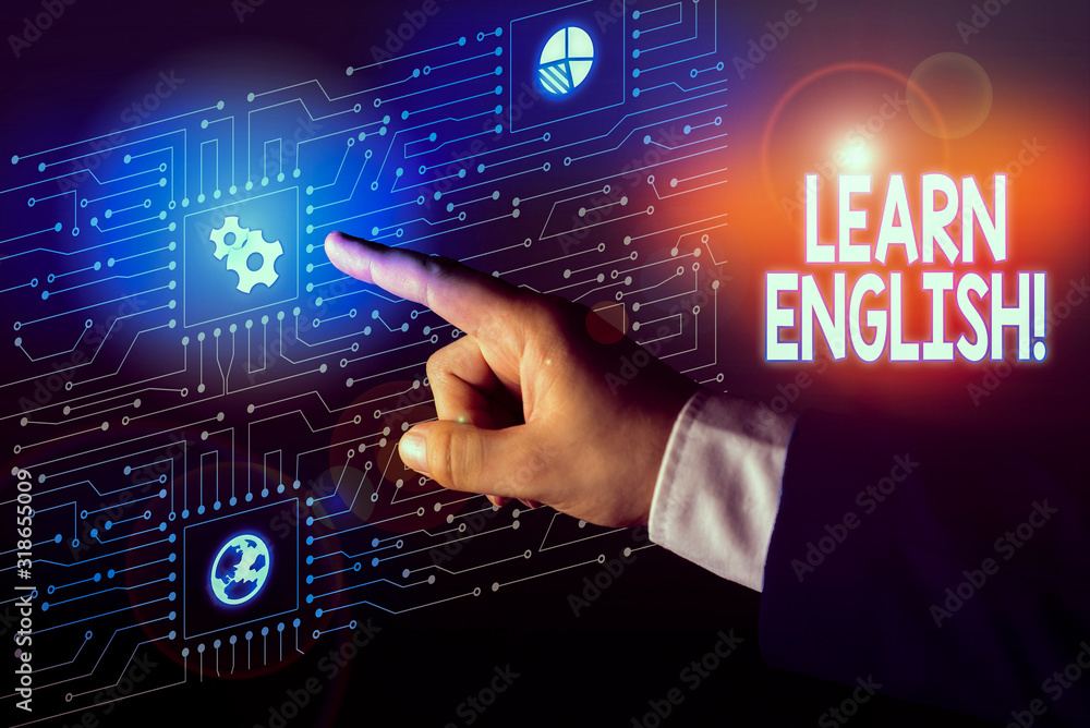 Poster handwriting text learn english. conceptual photo gain acquire knowledge in new language by study