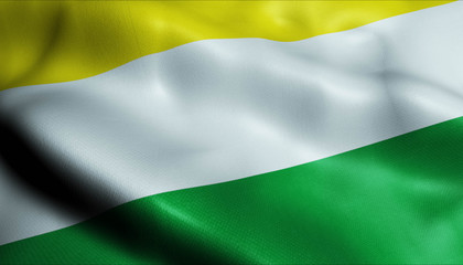 3D Waving Colombia City Flag of Amalfi Closeup View
