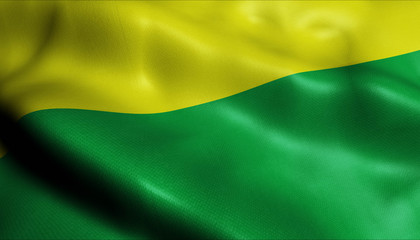 3D Waving Colombia City Flag of Angostura Closeup View