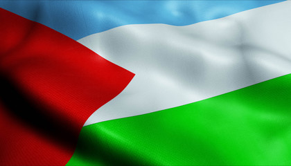 3D Waving Colombia City Flag of Bello Closeup View