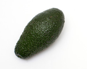 one ripe avocado close-up on a white background