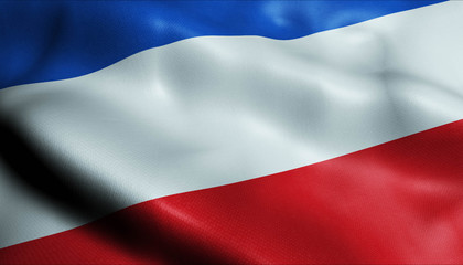 3D Waving Colombia City Flag of Rio Viejo Closeup View