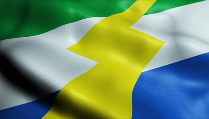 3D Waving Colombia City Flag of Santa Santa Maria Closeup View