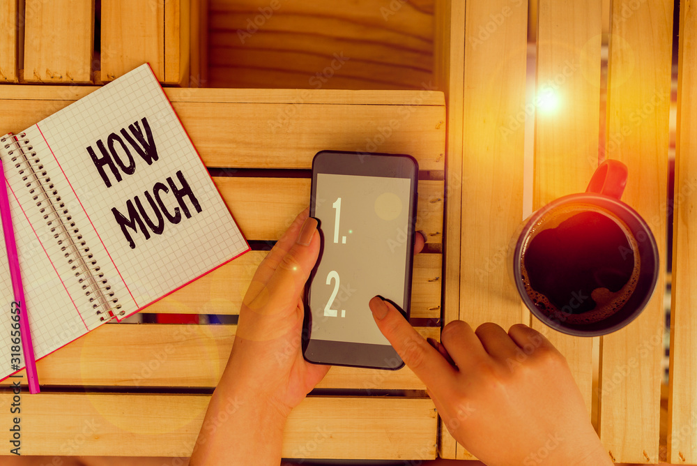 Poster handwriting text writing how much. conceptual photo ask about the amount or cost of something what a