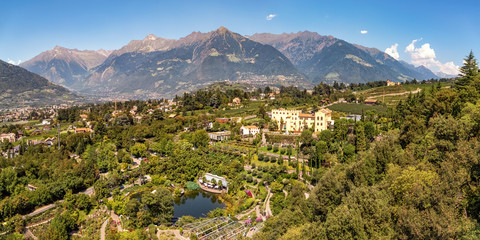 Fototapeta na wymiar The castle and the gardens of Castello Trauttmansdorff in Merano in South Tyrol, Italy