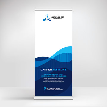 Design of roll-up advertising banners, modern graphic background for photos and text, template for conferences, seminars, exhibitions