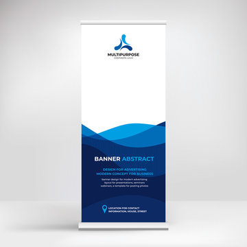 Design of roll-up advertising banners, modern graphic background for photos and text, template for conferences, seminars, exhibitions