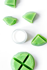 concept depilation with wax on white background top view