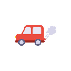 Isolated red car with smoke vector design