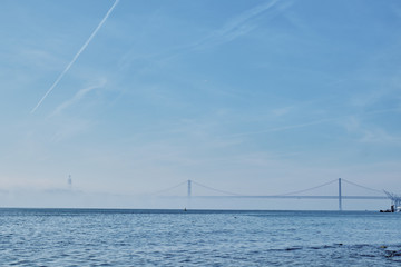 The 25 de Abril Bridge in Lisbon, Portugal.