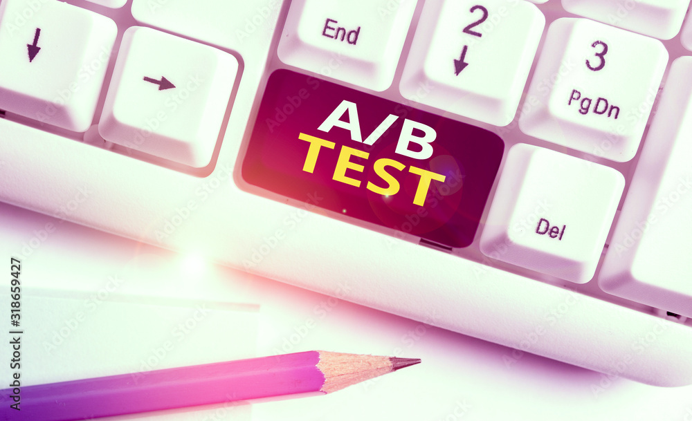 Poster conceptual hand writing showing a or b test. concept meaning test to determine consumers prefer abil