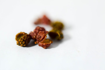 close up of dried pepper seeds