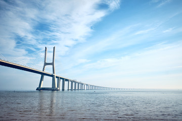 The Vasco da Gama Bridge in Lisbon, Portugal.