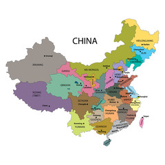 china map vector background with different color