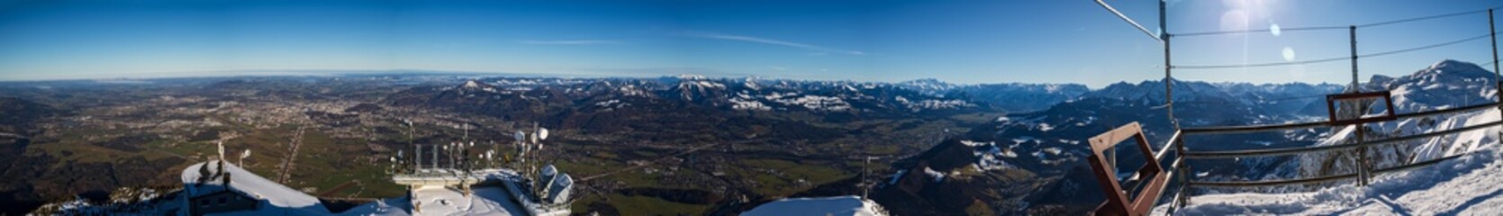 High resolution stitched winter panorama at the famous Untersberg, Grödig, Salzburg, Austria