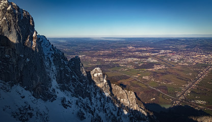 Beautiful far view of the city of Salzburg at the famous Untersberg, Grödig, Salzburg, Austria