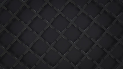 3d render abstract background with a pattern of diagonal black crosses.