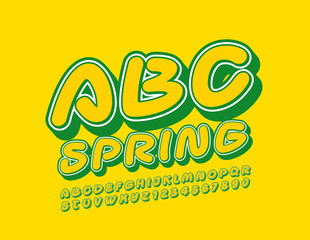 Vector fresh Spring Font. Bright Handwritten Alphabet Letters and Numbers.