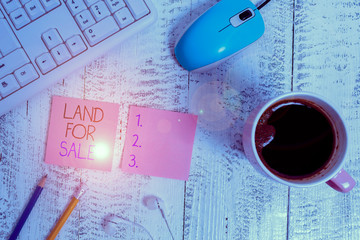 Text sign showing Land For Sale. Business photo showcasing Real Estate Lot Selling Developers...