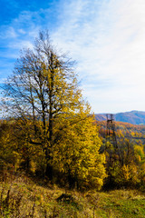 View of the Bustenari village hills, Prahova, Romania.