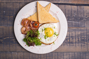 Breakfast lunch dinner egg fried eggs with coffee tea bread toast porridge cheese cookies oatmeal cookies jam