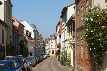 Historic Alley at Wismar, Mecklenburg Western Pomerania, Germany, Europe