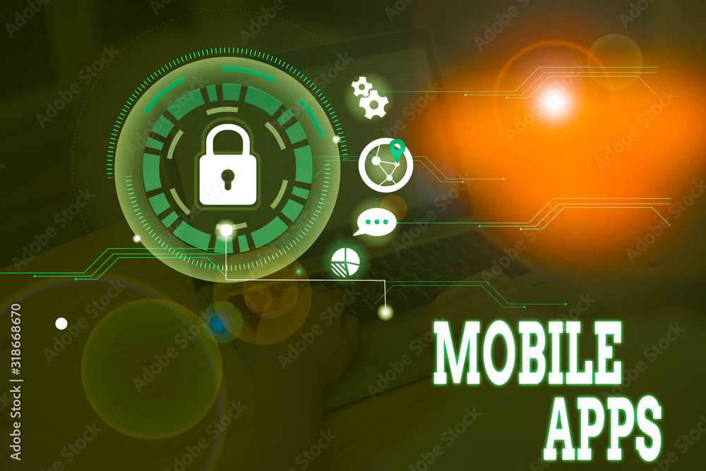 Poster conceptual hand writing showing mobile apps. concept meaning application software designed to run on