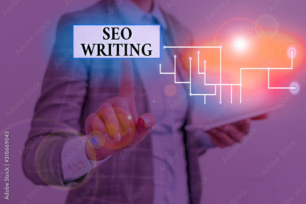 Poster text sign showing seo writing. business photo showcasing grabbing the attention of the search engine