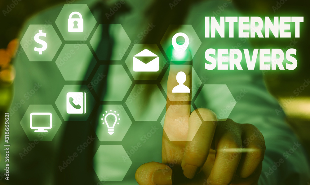 Poster conceptual hand writing showing internet servers. concept meaning delivers the content of the page b