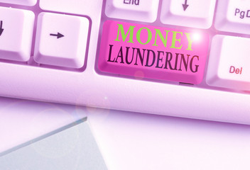 Word writing text Money Laundering. Business photo showcasing concealment of the origins of...