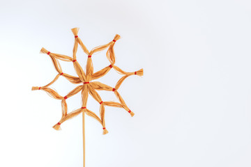 eco friendly straw toy for children, natural materials, handmade, symbol of the sun, amulet