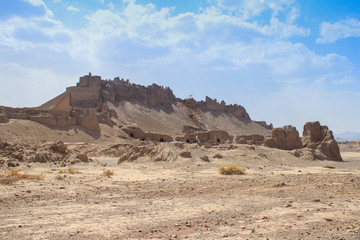 BAM, IRAN - MAY 22, 2017: Historical unloaded fortress Bam in the desert near Kerman. Sights of Iran.