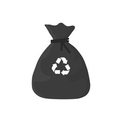 Garbage bag icon flat vector illustration isolated on white background