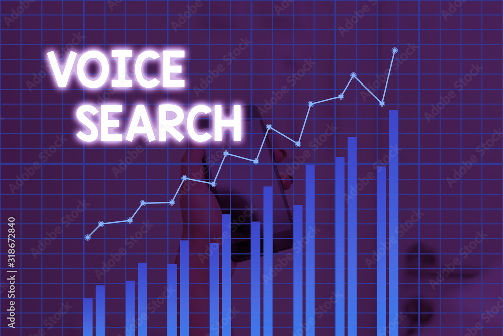 Aufkleber handwriting text voice search. conceptual photo allows the user to use a voice comanalysisd to searc