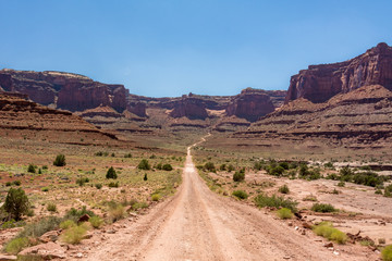Gravel road leading to canyon, Canyonlands National Park Utah USA