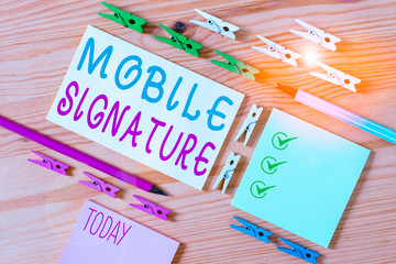Conceptual hand writing showing Mobile Signature. Concept meaning digital signature generated...