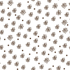 Seamless flowers pattern, floral vector background, baby cartoon doodle pattern, endless texture for textile