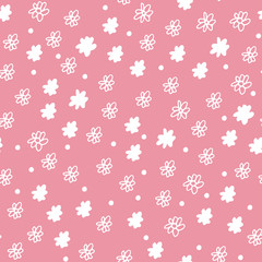 Seamless flowers pattern, floral vector background, baby cartoon doodle pattern, endless texture for textile