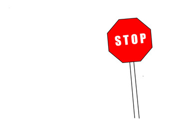 Stop sign vector business concept on simple white background for pausing, stopping, and changing direction.