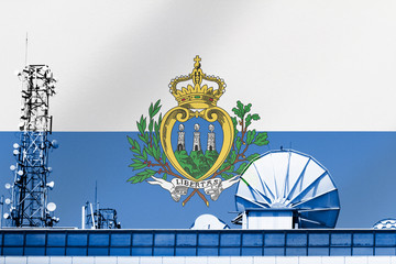 3D illustration Telecommunications in countries with the flag of San Marino