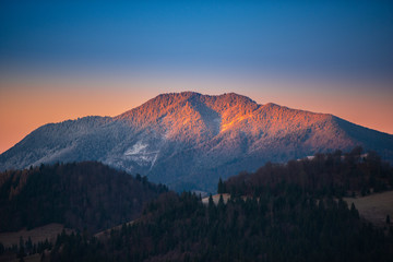 Sunrise in Carpathian Mountains, Tihuta ,Romania