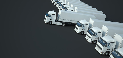 Trucks white black aereal view © FrankBoston