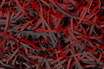 Red Realistic Ribbons As Background. 3d Rendering. Copy Space. Empty Space.