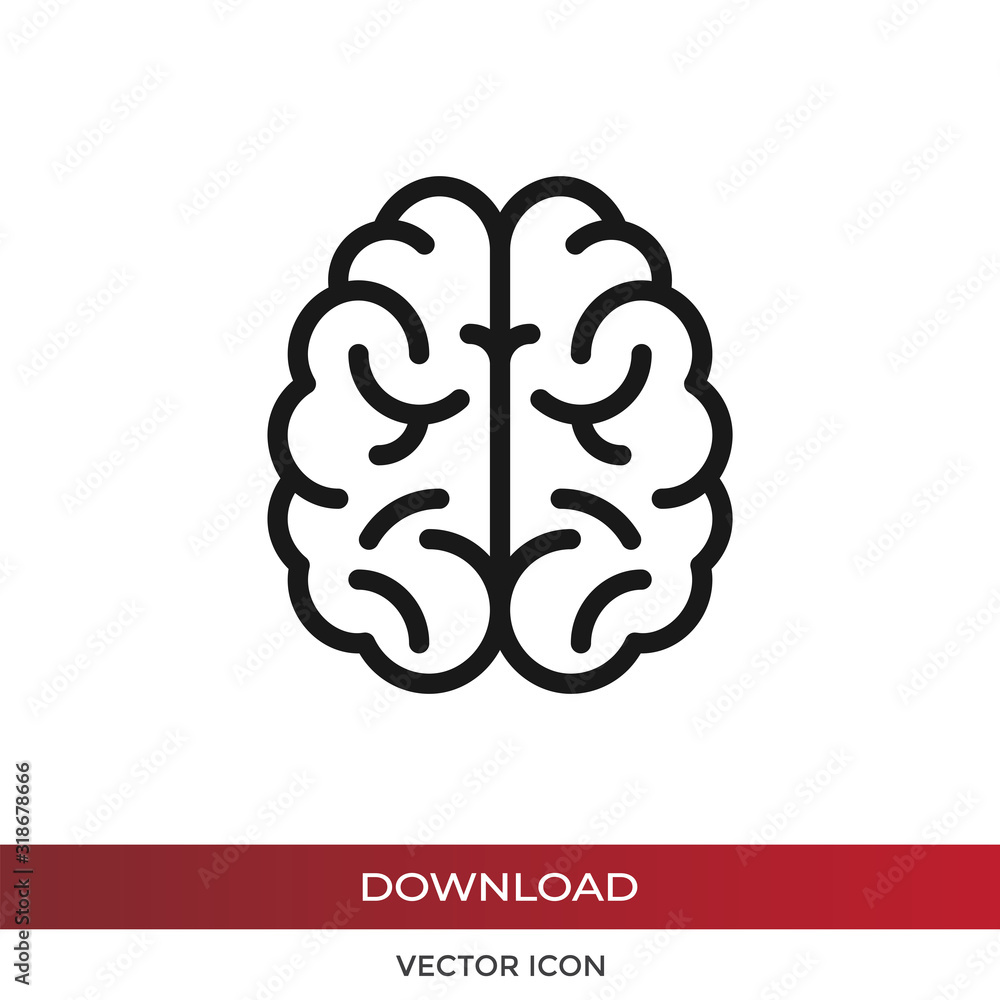 Poster brain icon vector. simple brain sign in modern design style for web site and mobile app. eps10