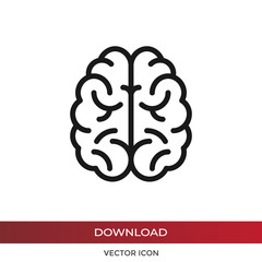 Brain icon vector. Simple brain sign in modern design style for web site and mobile app. EPS10