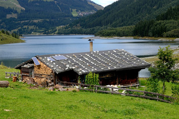 Austria europe house in natural scene grass lands and trees and water