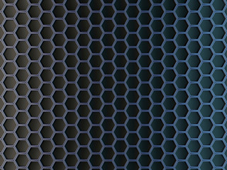 Hexagonal cells on a gray background. Abstract background with geometric structure. Texture with honeycombs. 3d rendering