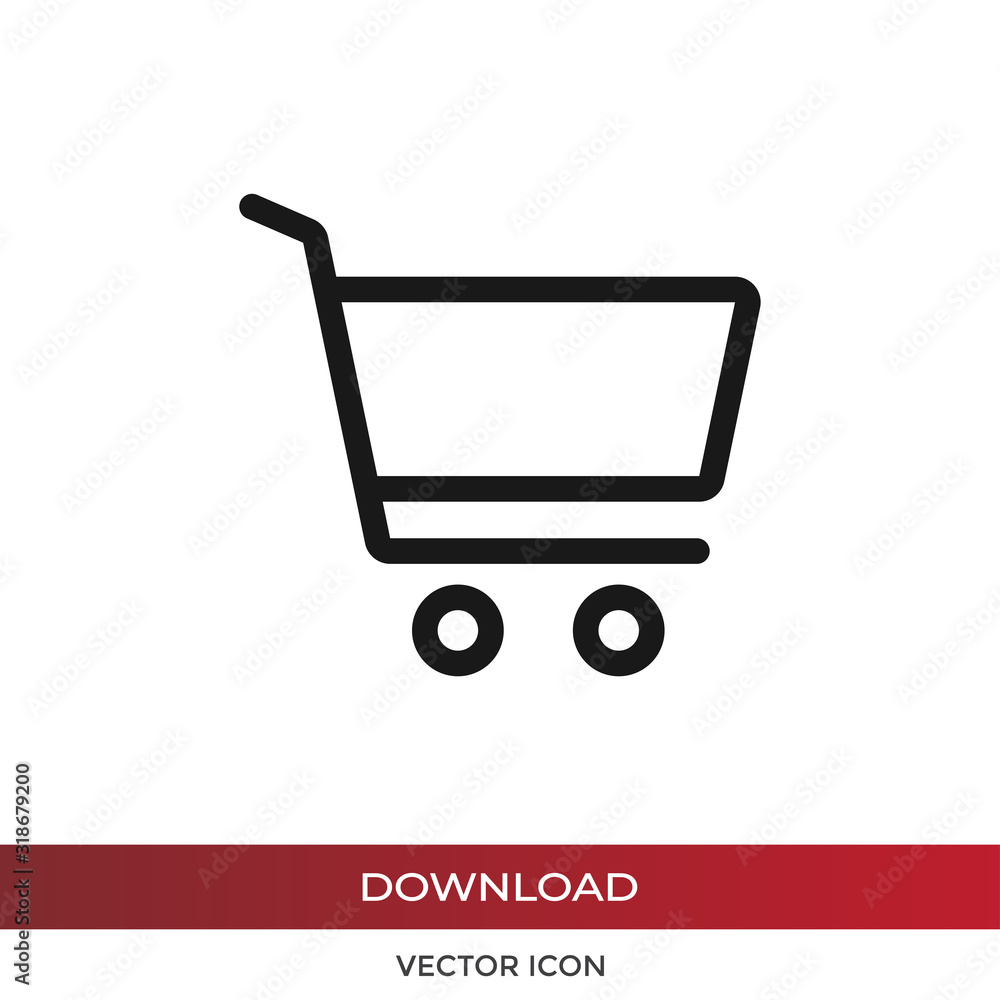 Poster shopping cart icon vector. simple shopping cart sign in modern design style for web site and mobile 